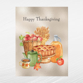 Vintage Tan Paj äpplen Thanksgiving av cidervete Helg Vykort