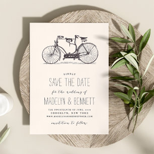 Vintage Tandem Bicycle Save Date Card Spara Datumet