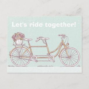 Vintage Tandem Bicycle Vykort