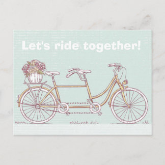 Vintage Tandem Bicycle Vykort