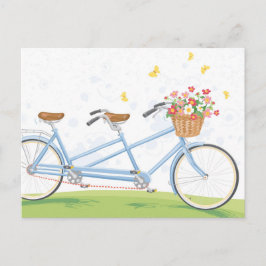Vintage Tandem Cycle med blomma Basket Vykort