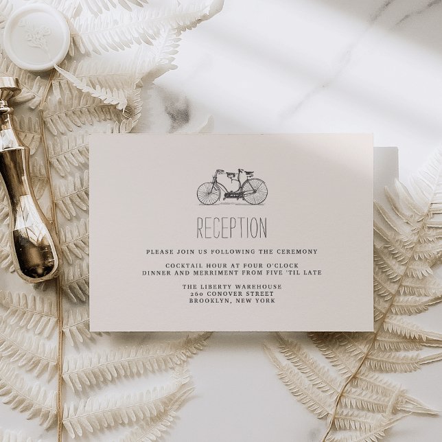 Vintage Tandemcykel Bröllopsmottagning Kort (Skapare uppladdad)