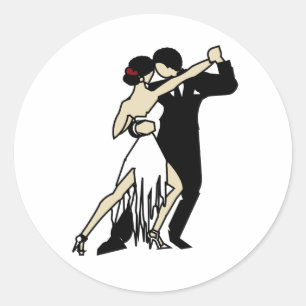 Vintage Tango Dancers Runt Klistermärke