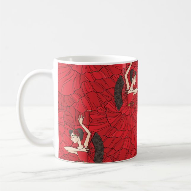 Vintage Tango Flamenco Dance Mönster Kaffemugg (Vänster)
