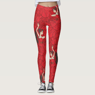 Vintage Tango Flamenco Dance Mönster Leggings