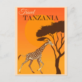 Vintage Tanzania Afrika Giraffe Travel Vykort