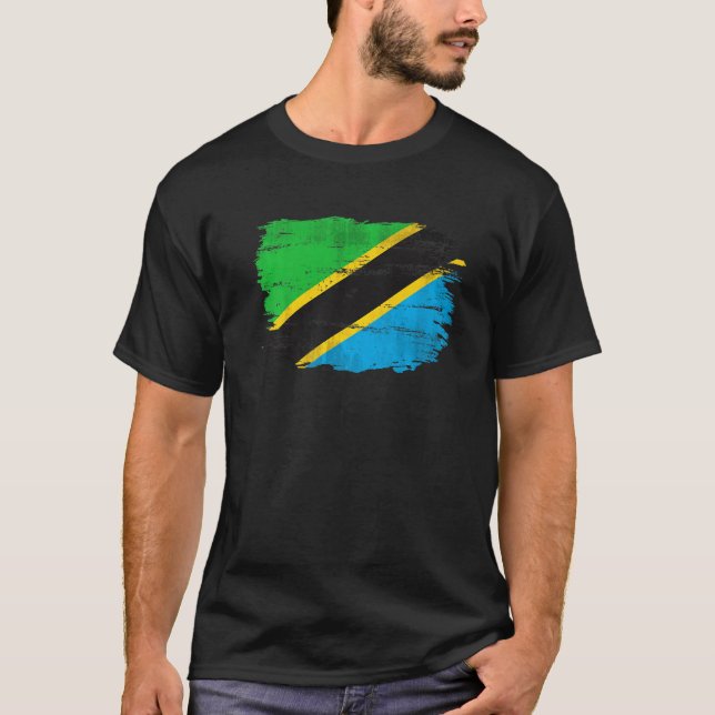 Vintage Tanzania Flagga för Tanzania T Shirt (Framsida)