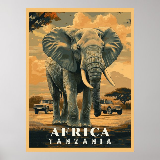 Vintage Tanzania: Safari Äventyr Poster (Framsidan)