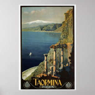 Vintage Taormina Sicily Italiana rese- och resebyr Poster