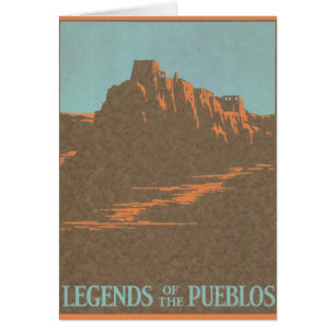 Vintage Taos Pueblo New Mexico, Resemålning Affisc Hälsningskort