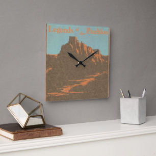 Vintage Taos Pueblo New Mexico, Resemalsterad affi Fyrkantig Klocka