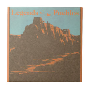 Vintage Taos Pueblos New Mexico, Researaffisch kon Kakelplatta