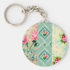 Vintage tapet kollage-nyckelkedja nyckelring