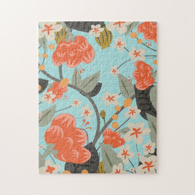Vintage Tapet Ros och Blommor Pussel (Vertikal)