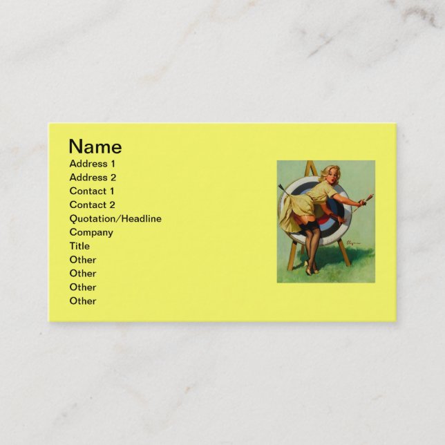 Vintage Target Archery Pinup Girl Visitkort (Framsida)