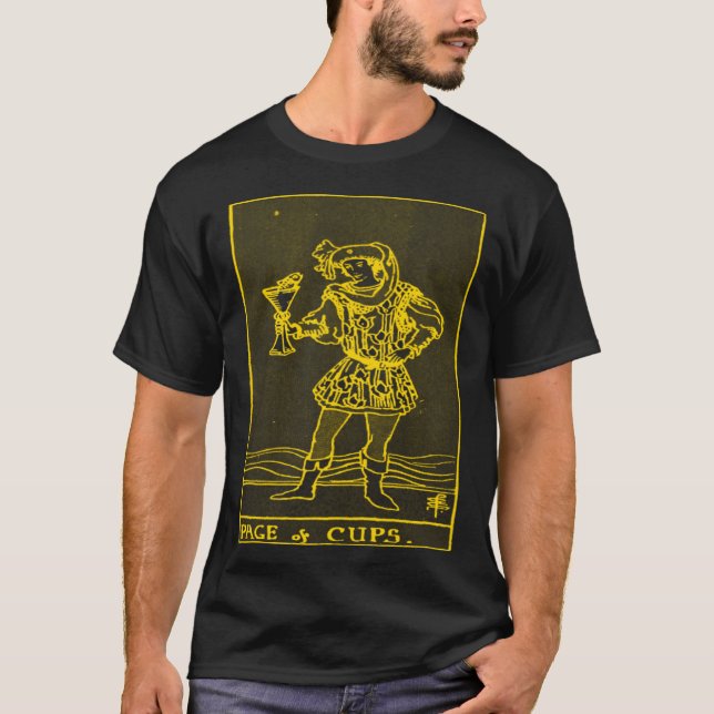 VINTAGE TAROT CARD PAGE OF CUPS T SHIRT (Framsida)