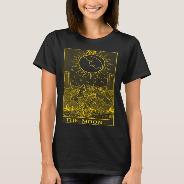 VINTAGE TAROT CARD THE MOON T SHIRT (Framsida)