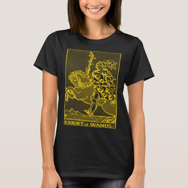 VINTAGE TAROT CARD WANDS KNIGHT T SHIRT (Framsida)
