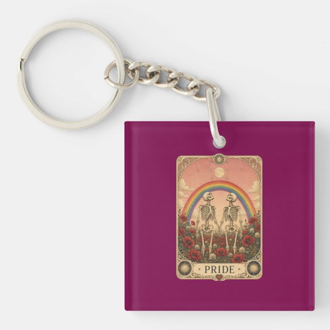 Vintage Tarotkort Pride Skelett Älskare Regnbåge  (Framsidan)