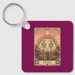 Vintage Tarotkort Stolthet Skelett Älskare Regnbåg Nyckelring