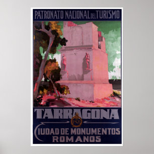 Vintage Tarragona Spain Roman Monuments Travel Poster
