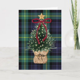 Vintage, Tartan Christmas Card with Christmas Tree Helgkort