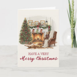 Vintage, Tartan Christmas Card with Teddy Bear Helgkort