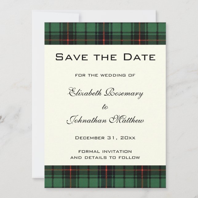 Vintage Tartan, Davidson Modernt Bröllopsmönster Inbjudningar (Framsida)