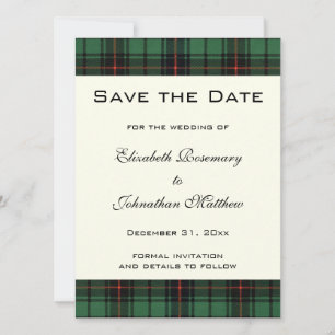 Vintage Tartan, Davidson Modernt Bröllopsmönster Inbjudningar