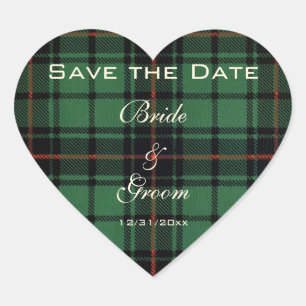 Vintage Tartan, Davidson Modernt Mönster Bröllop Hjärtformat Klistermärke