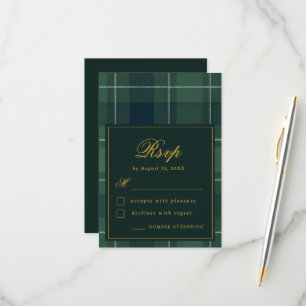 Vintage Tartan Polotröja Mörkgrön Bröllop OSA Kort