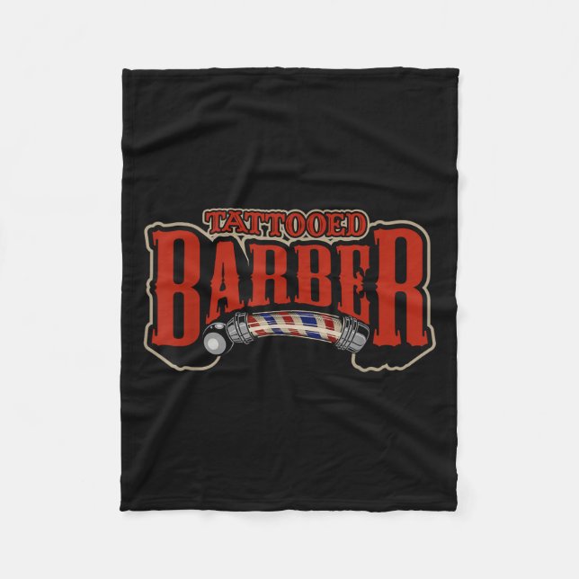 Vintage Tatoed Barber Haircut Barber Quote Graph Fleecefilt (Framsidan)