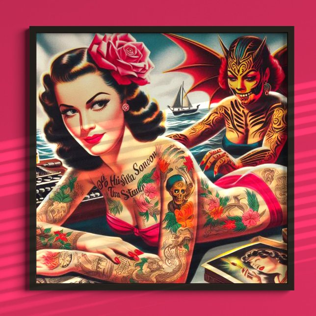 Vintage Tatoed Pin-up Poster (Skapare uppladdad)