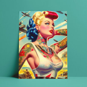 Vintage Tatoed Pin-up Vykort