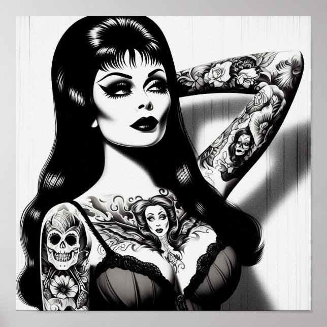 Vintage Tatoverad Gothflicka Poster (Framsidan)