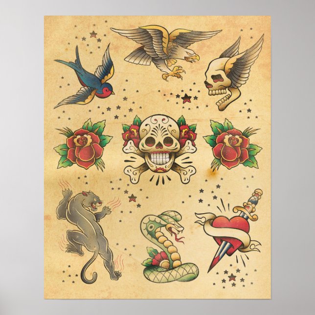 Vintage Tatto Flash Poster (Framsidan)