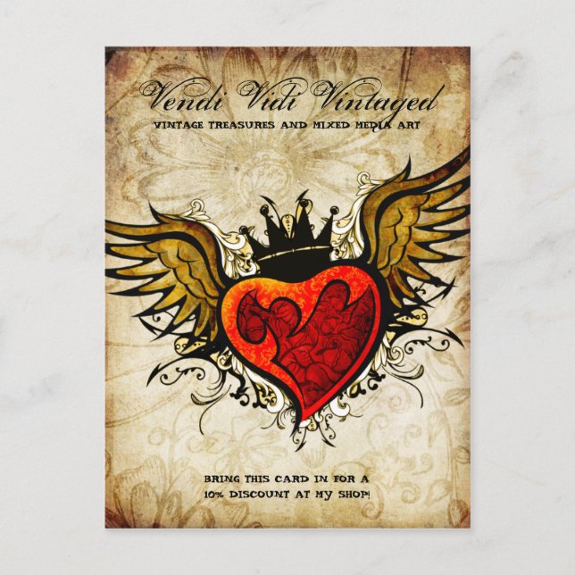 Vintage Tattoo Heart Urban-vykort Vykort (Framsida)