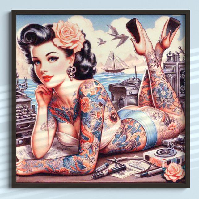 Vintage Tattoo Old school Girl Poster (Skapare uppladdad)
