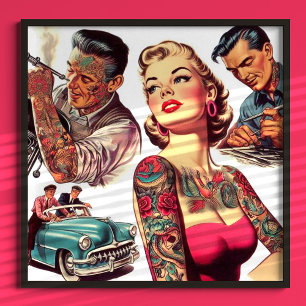 Vintage Tattoo Old school Illustration Poster