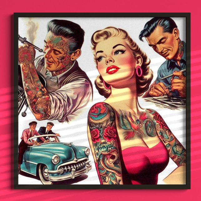 Vintage Tattoo Old school Illustration Poster (Skapare uppladdad)