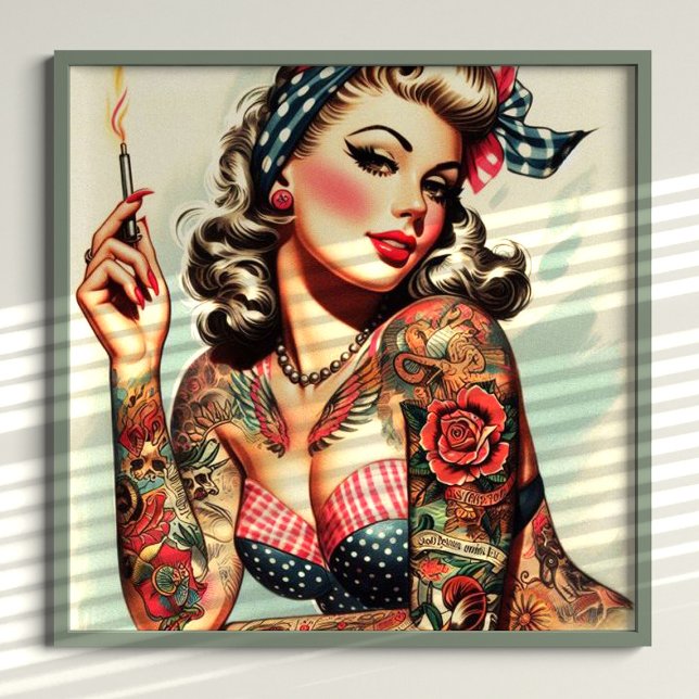 Vintage Tattoo Old school Pin-up Poster (Skapare uppladdad)