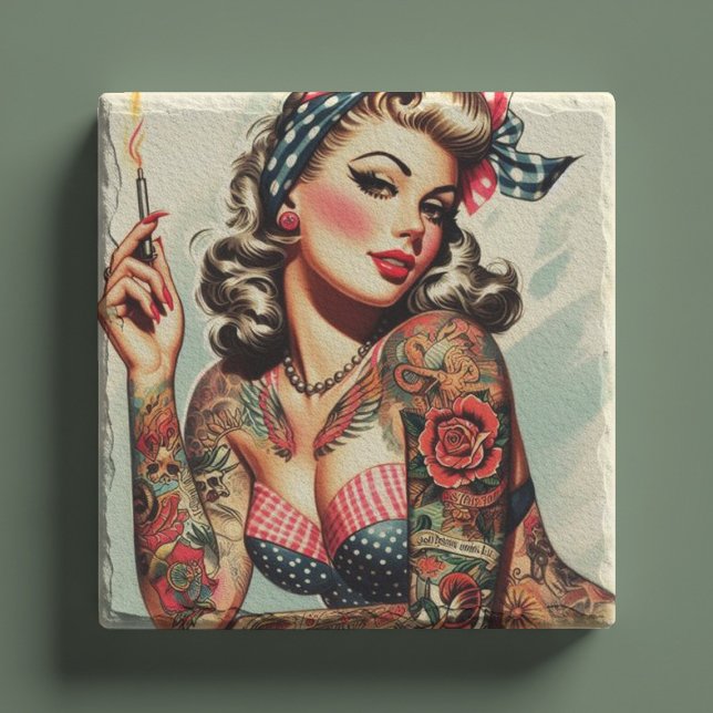 Vintage Tattoo Old school Pin-up Stenunderlägg (Skapare uppladdad)