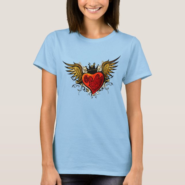 Vintage Tattoo Winged Heart Shirt Tee (Framsida)