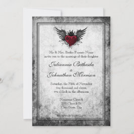 Vintage Tattoo Winged Heart Wedding bjudande Inbjudningar