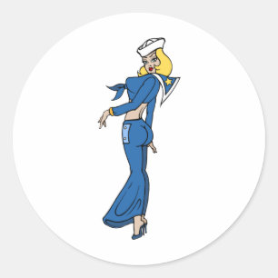 Vintage Tattoo Woman Sailor Runt Klistermärke