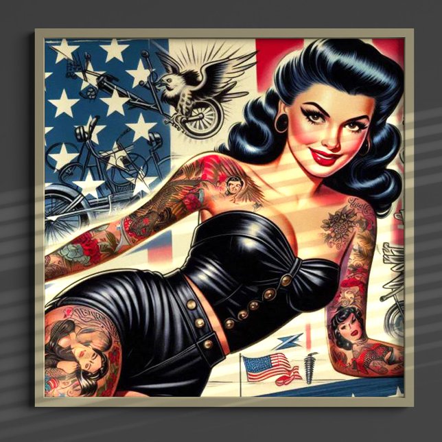 Vintage Tattooed Leather Pin Up Poster (Skapare uppladdad)