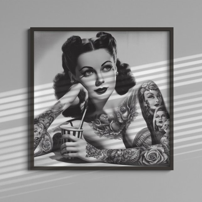 Vintage Tattooed Woman Poster (Skapare uppladdad)