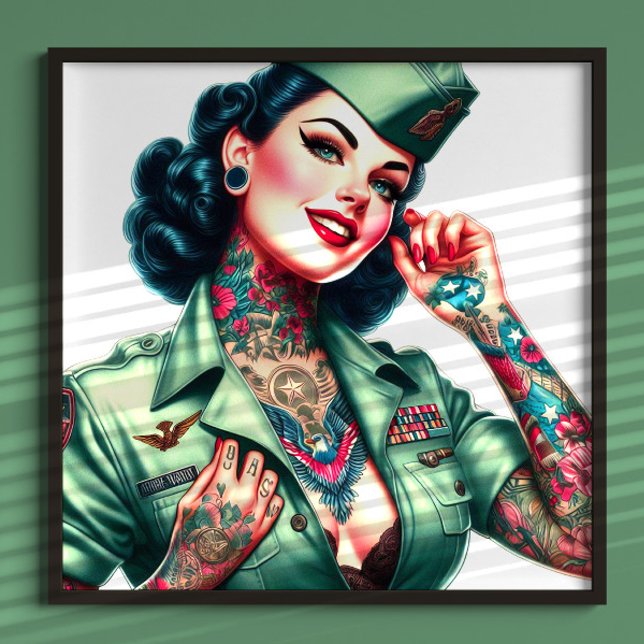 Vintage Tatuerad Militär Kvinna Poster (Skapare uppladdad)