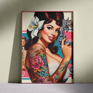 Vintage Tatuerad Pulp Pin-up Poster