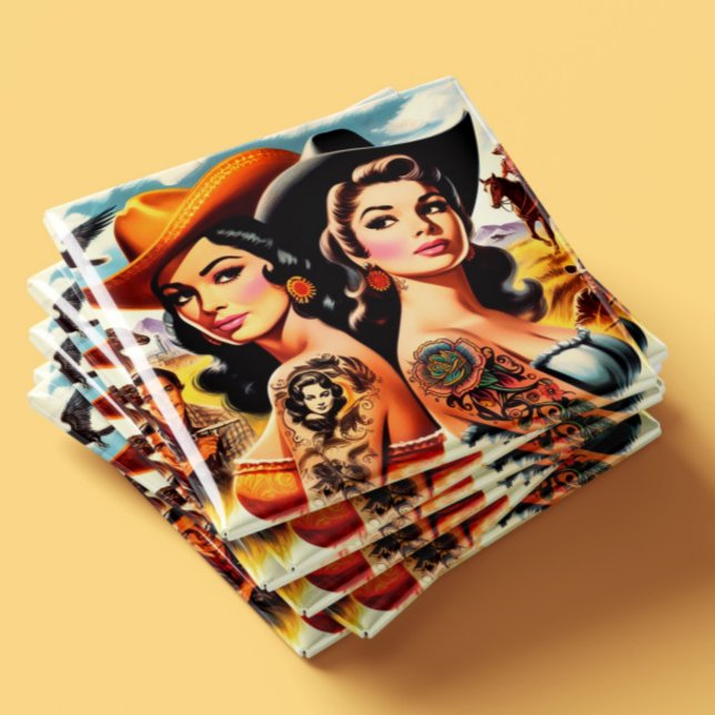 Vintage Tatuerade Cowgirls Magnet (Skapare uppladdad)